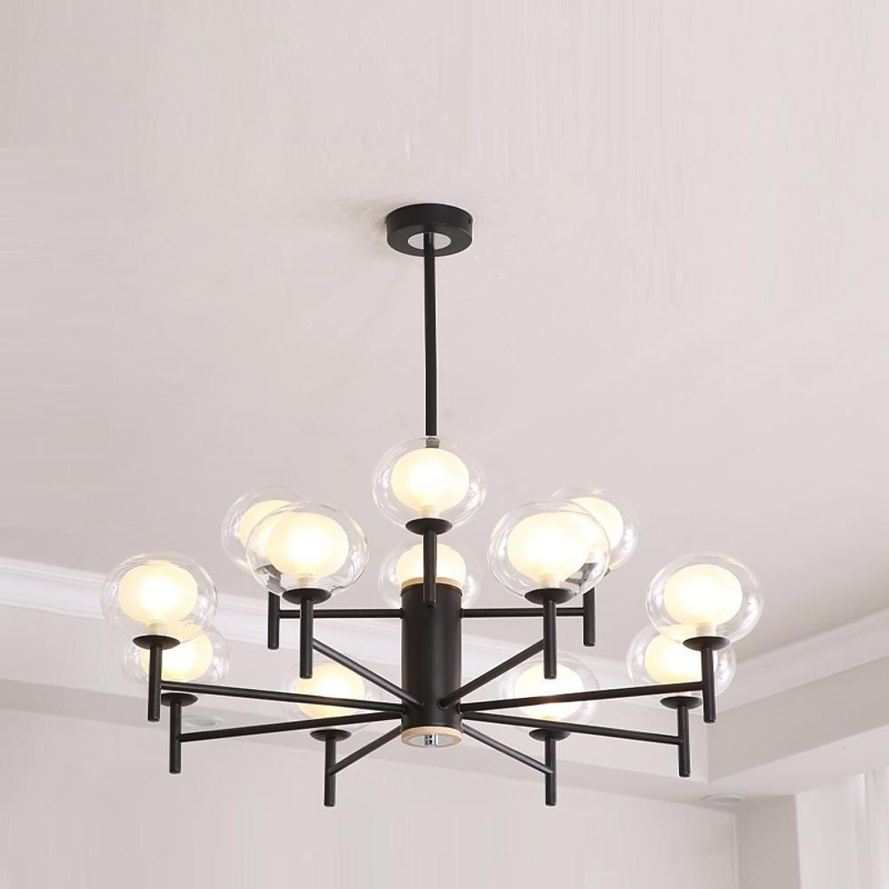 Modern Sputnik Chandelier 12-Light Metal & Glass Pendant