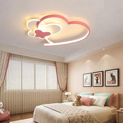 Modern Twin Hearts Metal Flush Mount LED Ceiling Light for Kids Room