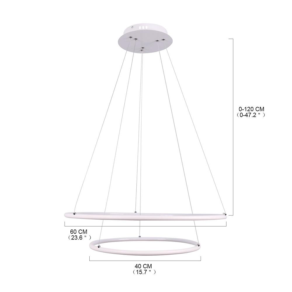 Modern LED Chandelier 2-Ring Geometric Adjustable Pendant Light