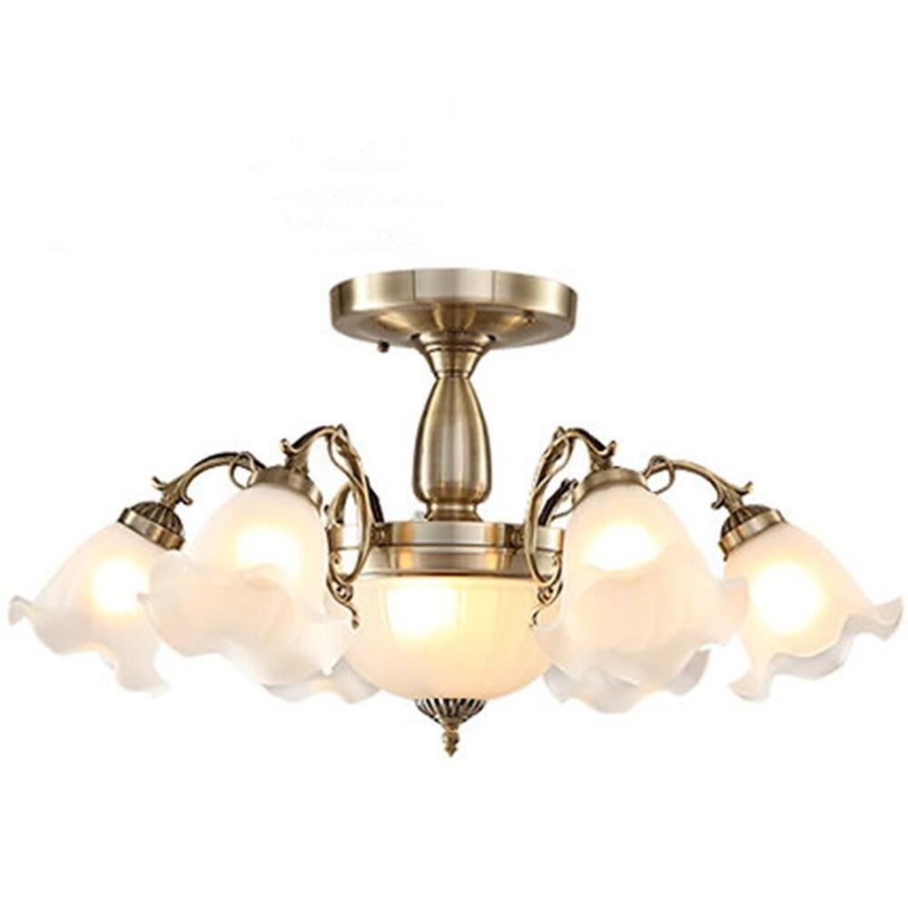 8-Light Traditional Chandelier with Electroplated Glass Shades