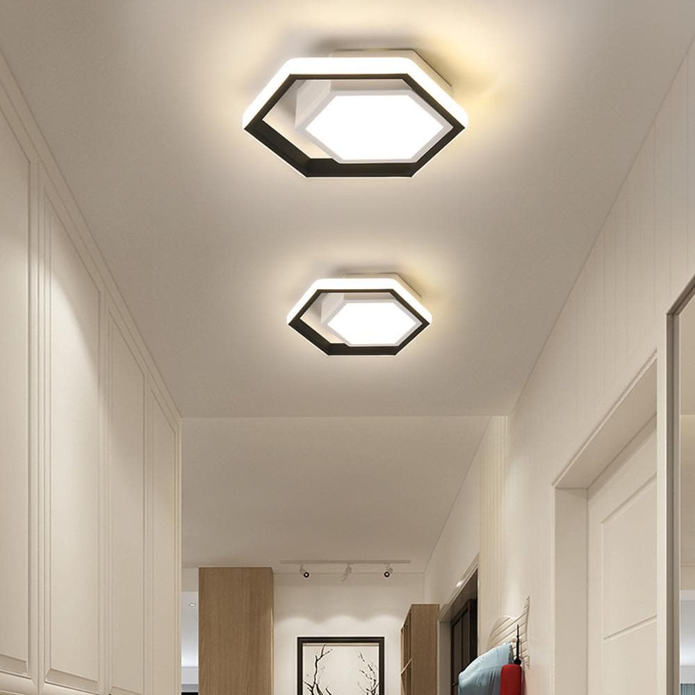 Hexagon LED Flush Mount Ceiling Light - Modern Geometric Design