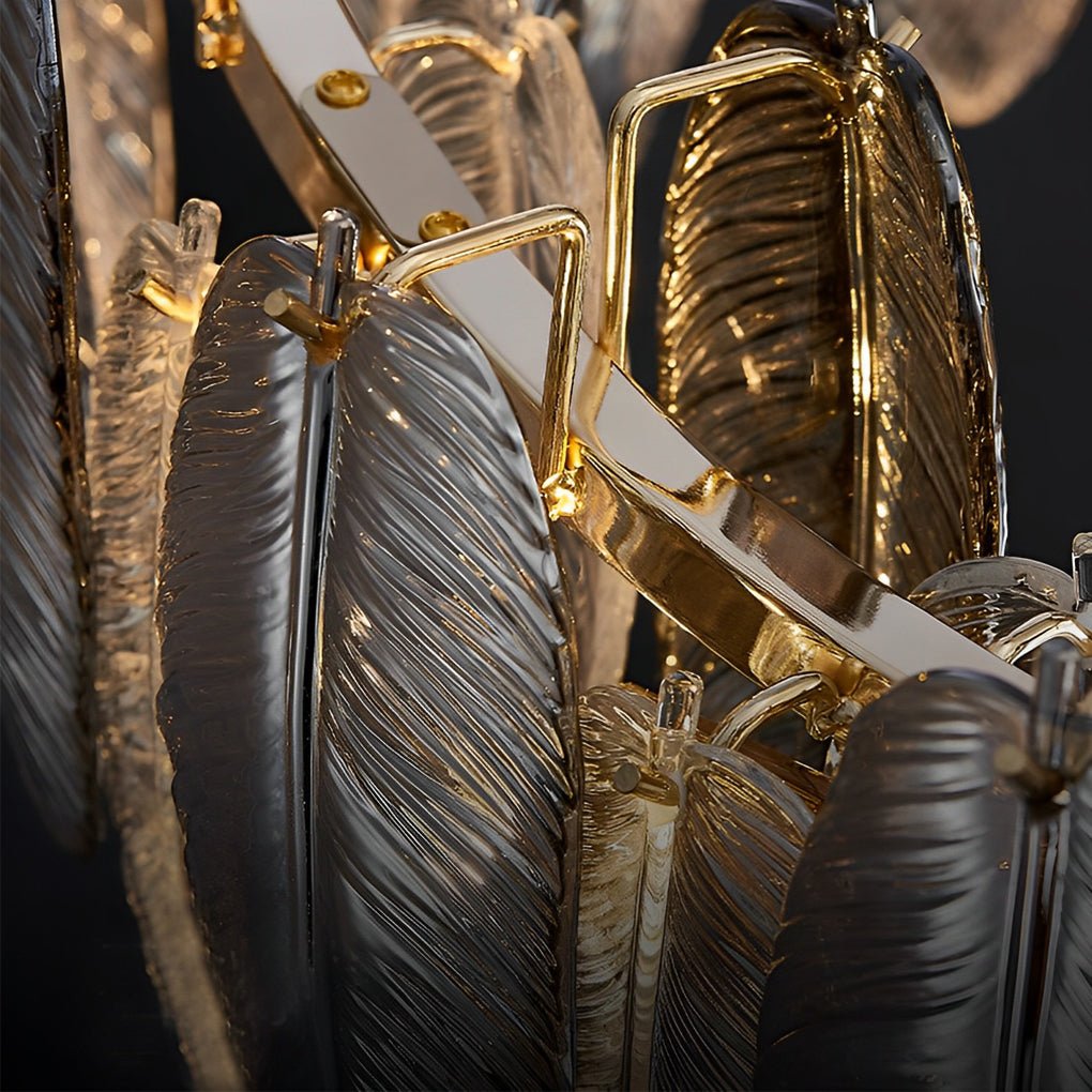 Modern Feather Glass Chandelier with Three-Step Dimming