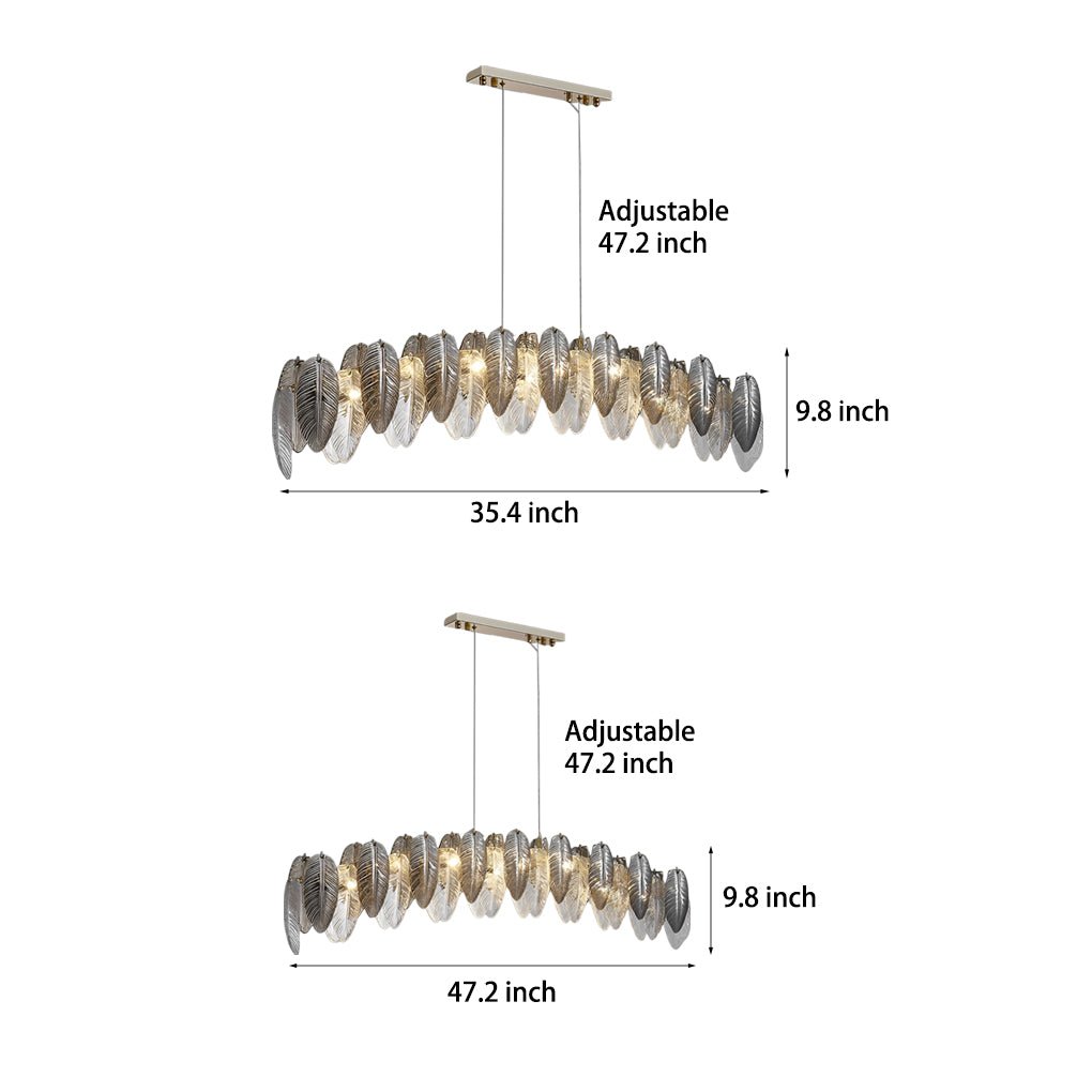 Modern Feather Glass Chandelier with Three-Step Dimming