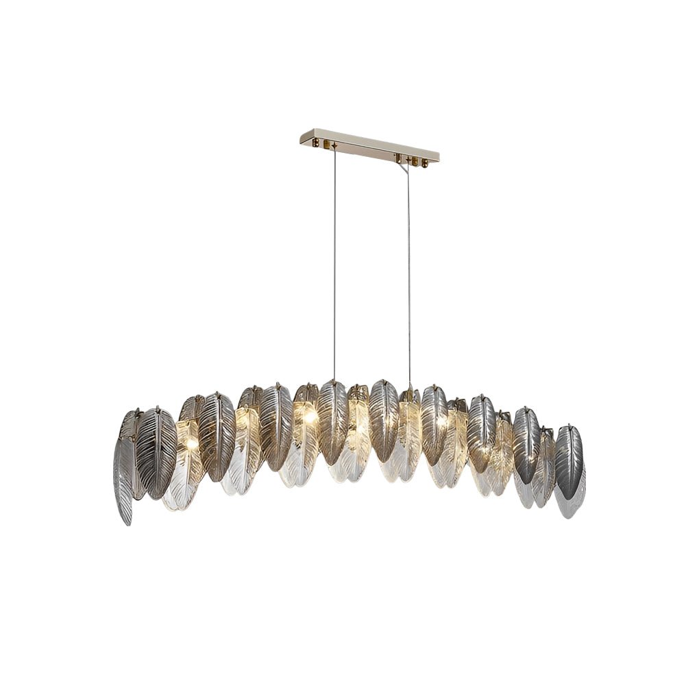 Modern Feather Glass Chandelier with Three-Step Dimming