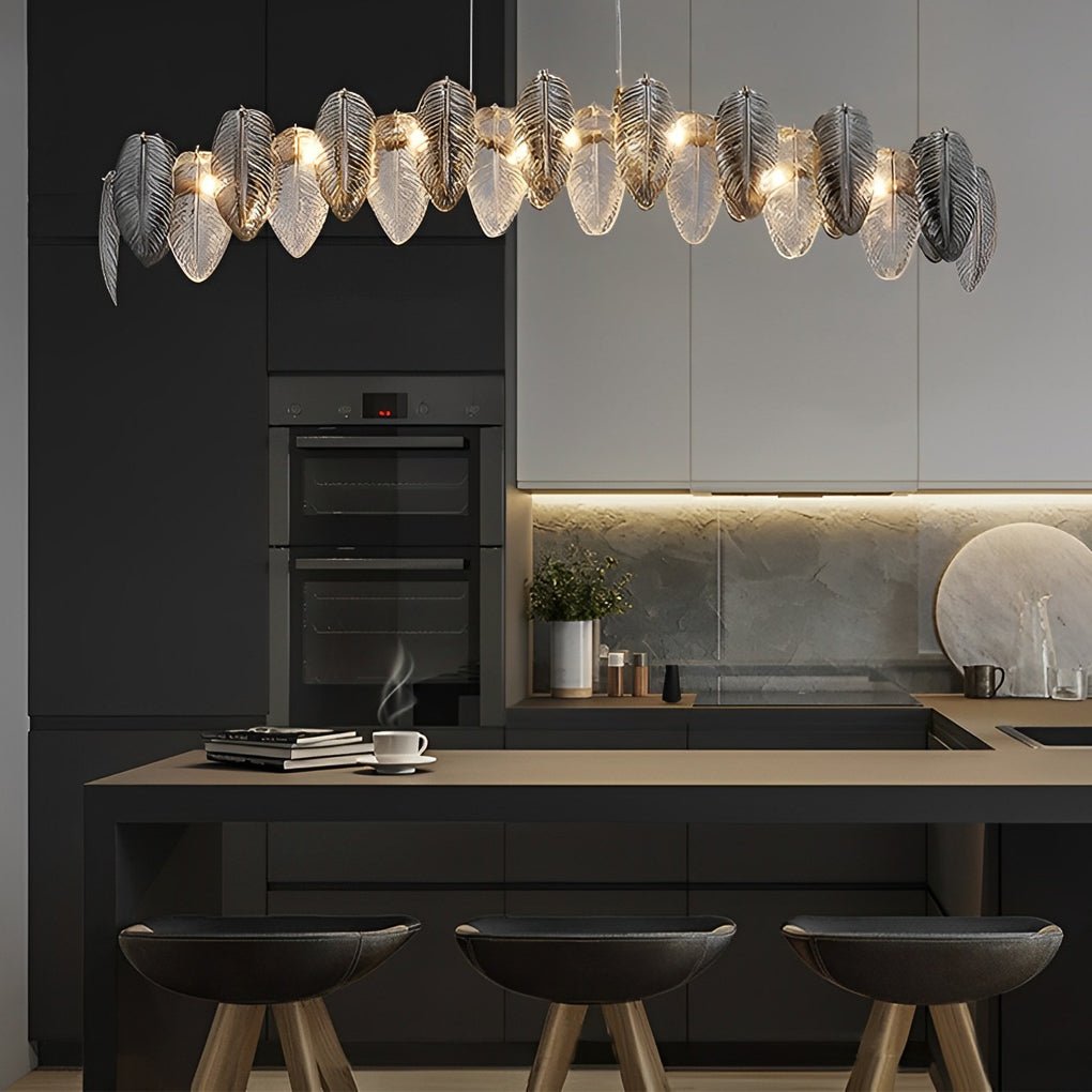 Modern Feather Glass Chandelier with Three-Step Dimming