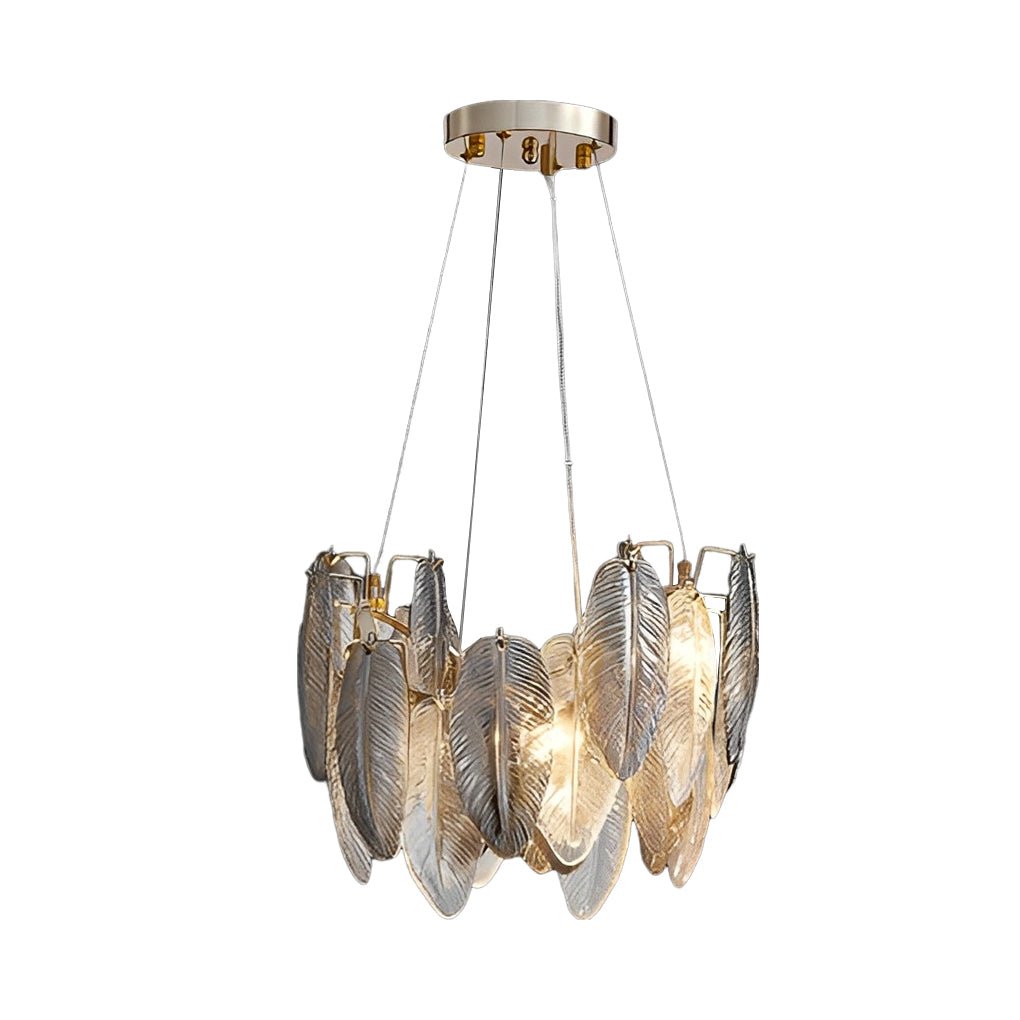 Modern Feather Glass Chandelier with Three-Step Dimming