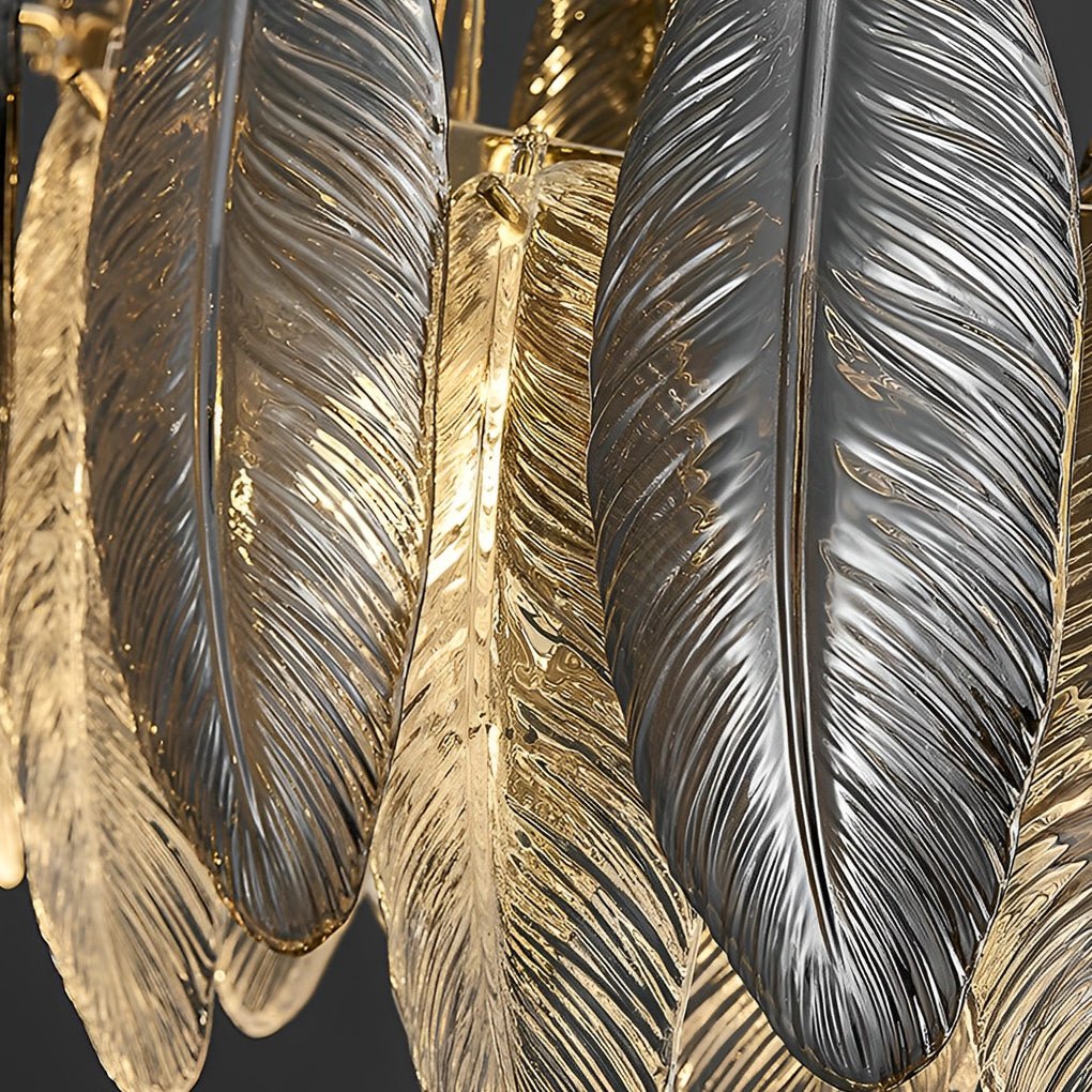 Modern Feather Glass Chandelier with Three-Step Dimming