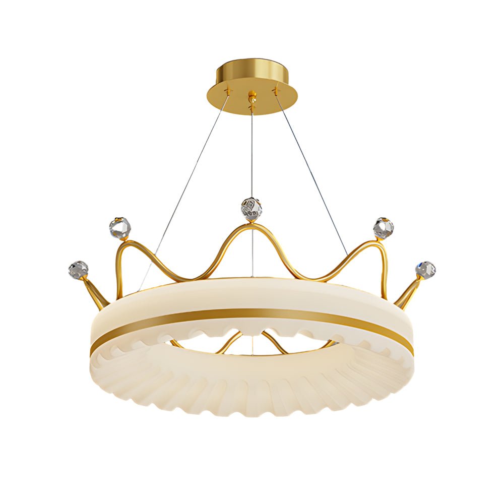 Modern Crown Pendant Light with Three-Step Dimming - Gold & White