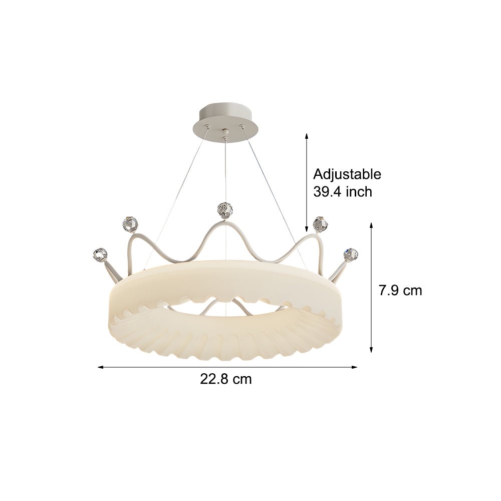 Modern Crown Pendant Light with Three-Step Dimming - Gold & White