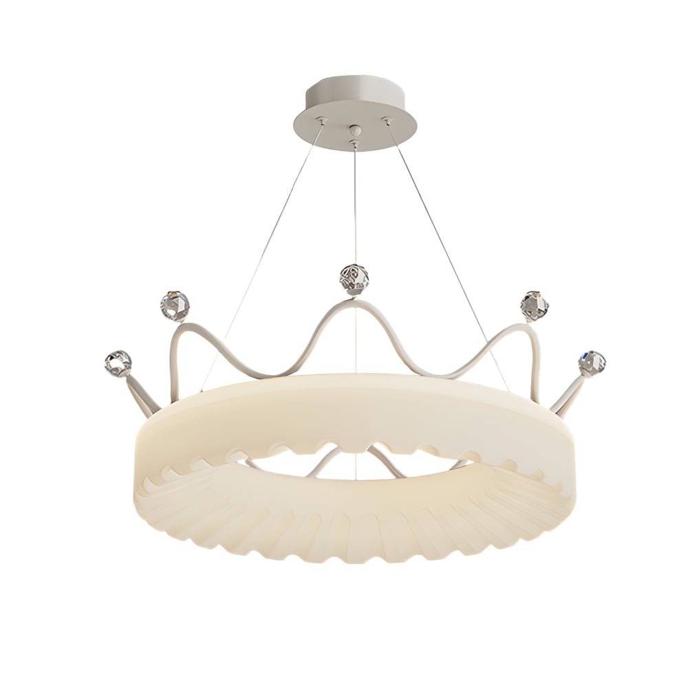 Modern Crown Pendant Light with Three-Step Dimming - Gold & White