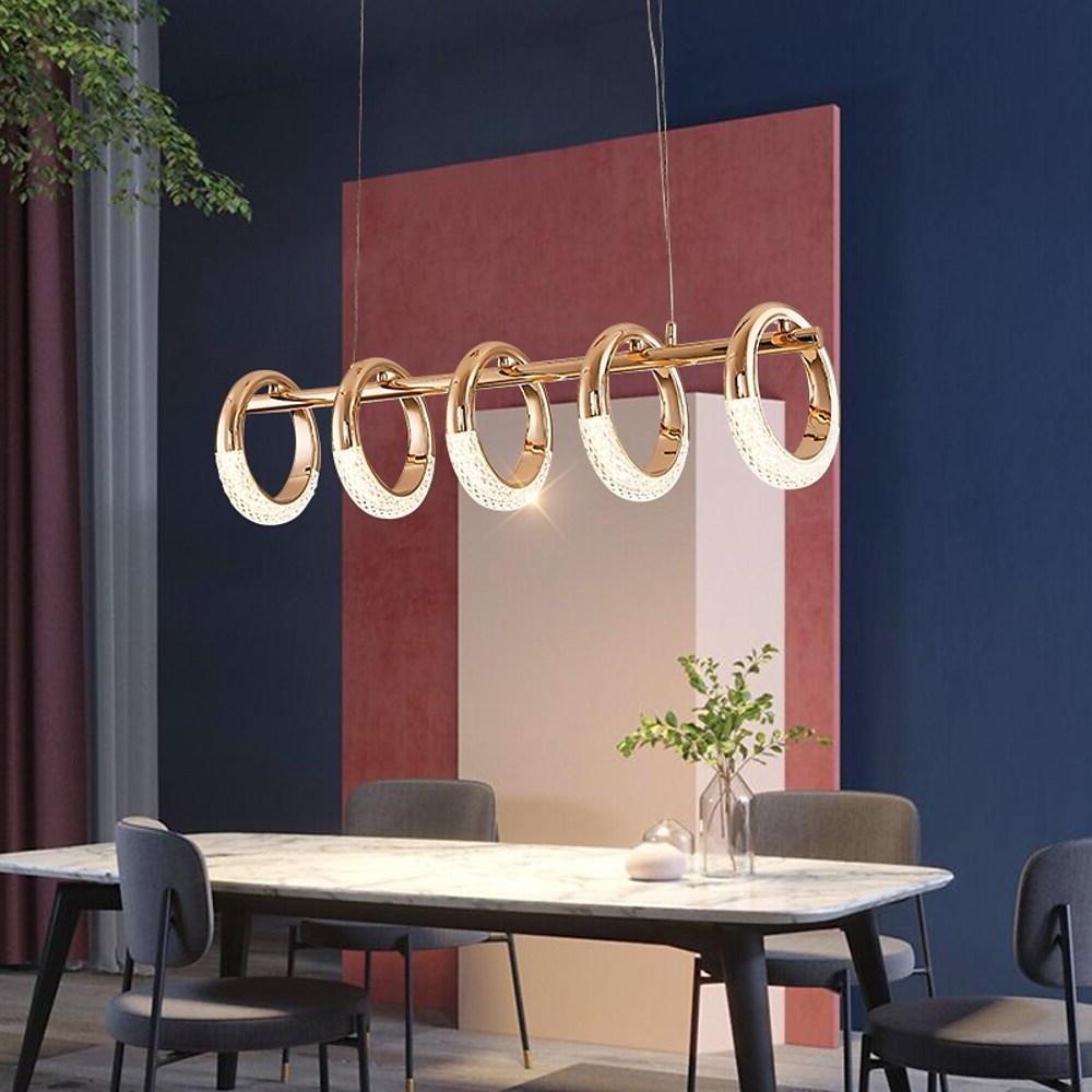 Modern Ring Pendant Light LED Gold Metal Dining Kitchen Ceiling
