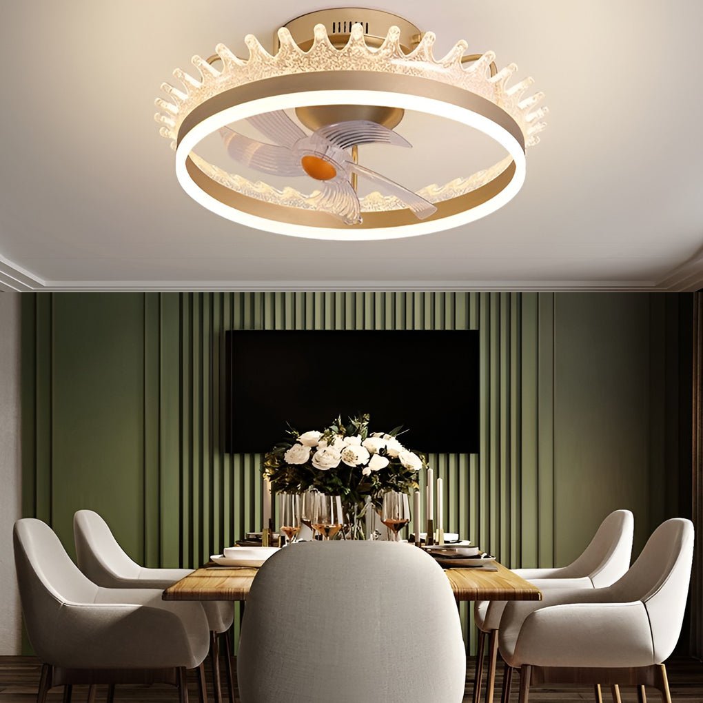 360° Rotating Dimmable Silent Ceiling Fan Light with LED