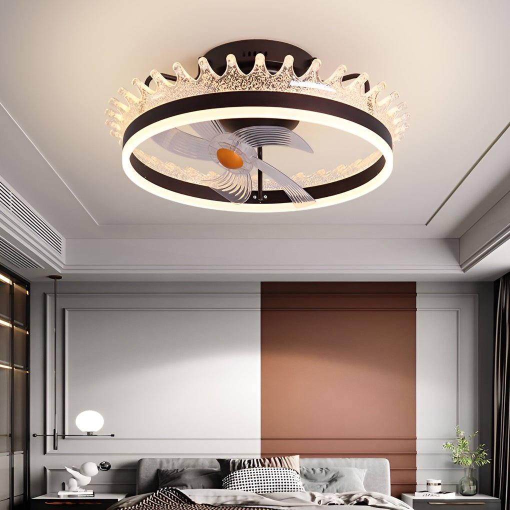360° Rotating Dimmable Silent Ceiling Fan Light with LED