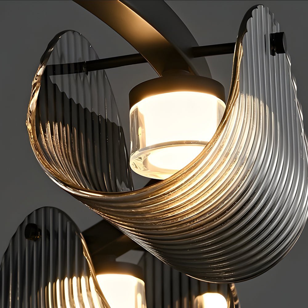 Modern Striped Glass LED Chandelier – Dimmable Nordic Style