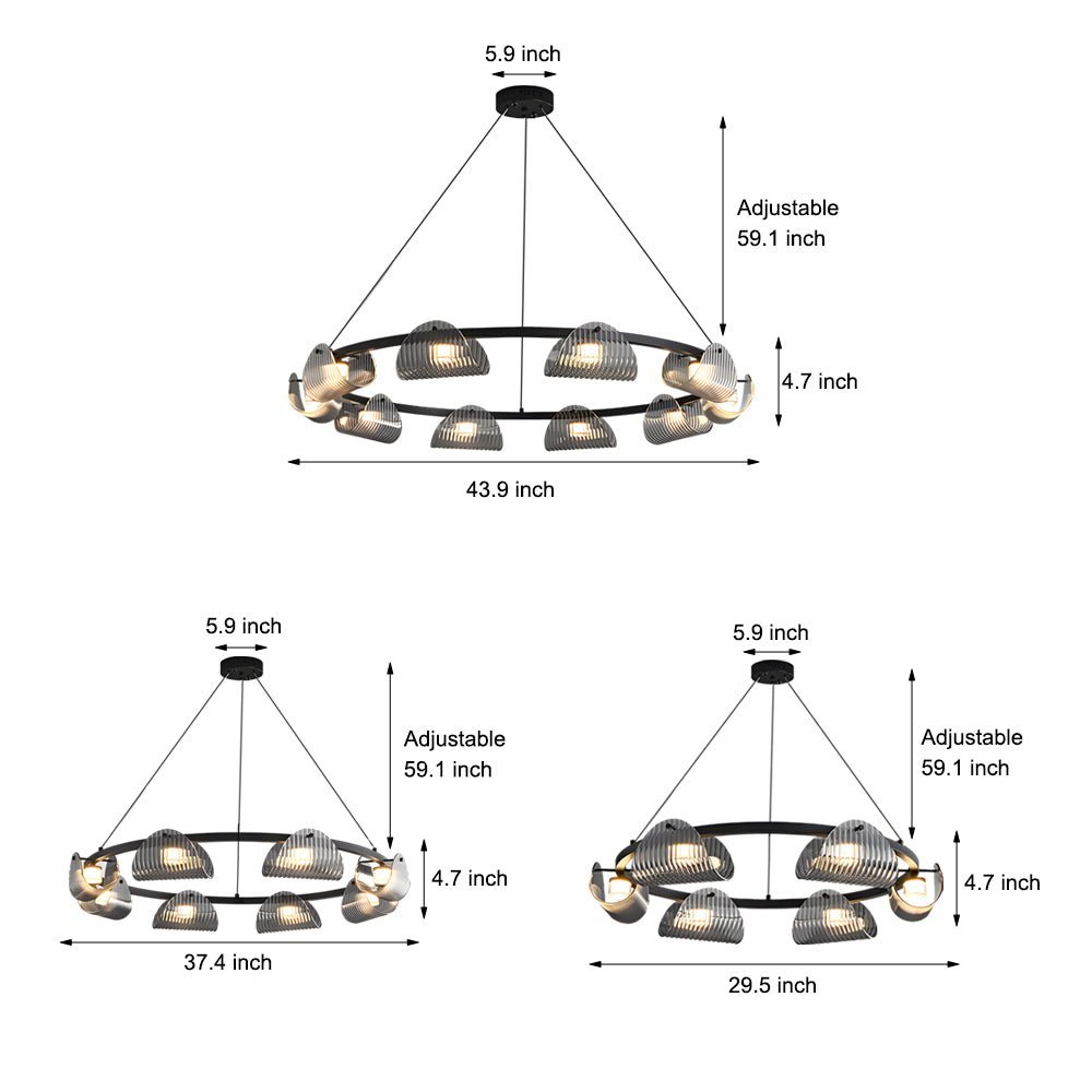 Modern Striped Glass LED Chandelier – Dimmable Nordic Style