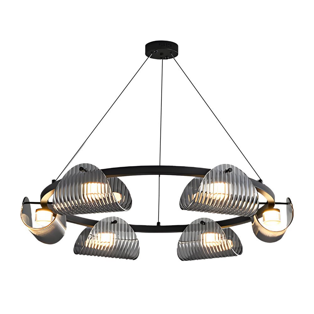 Modern Striped Glass LED Chandelier – Dimmable Nordic Style