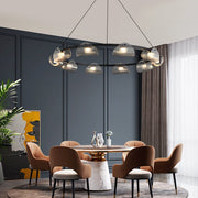 Modern Striped Glass LED Chandelier – Dimmable Nordic Style
