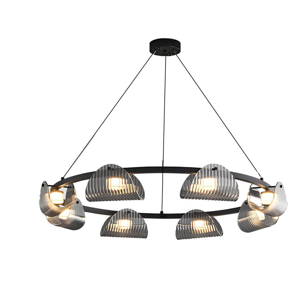 Modern Striped Glass LED Chandelier – Dimmable Nordic Style