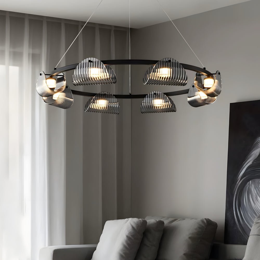 Modern Striped Glass LED Chandelier – Dimmable Nordic Style