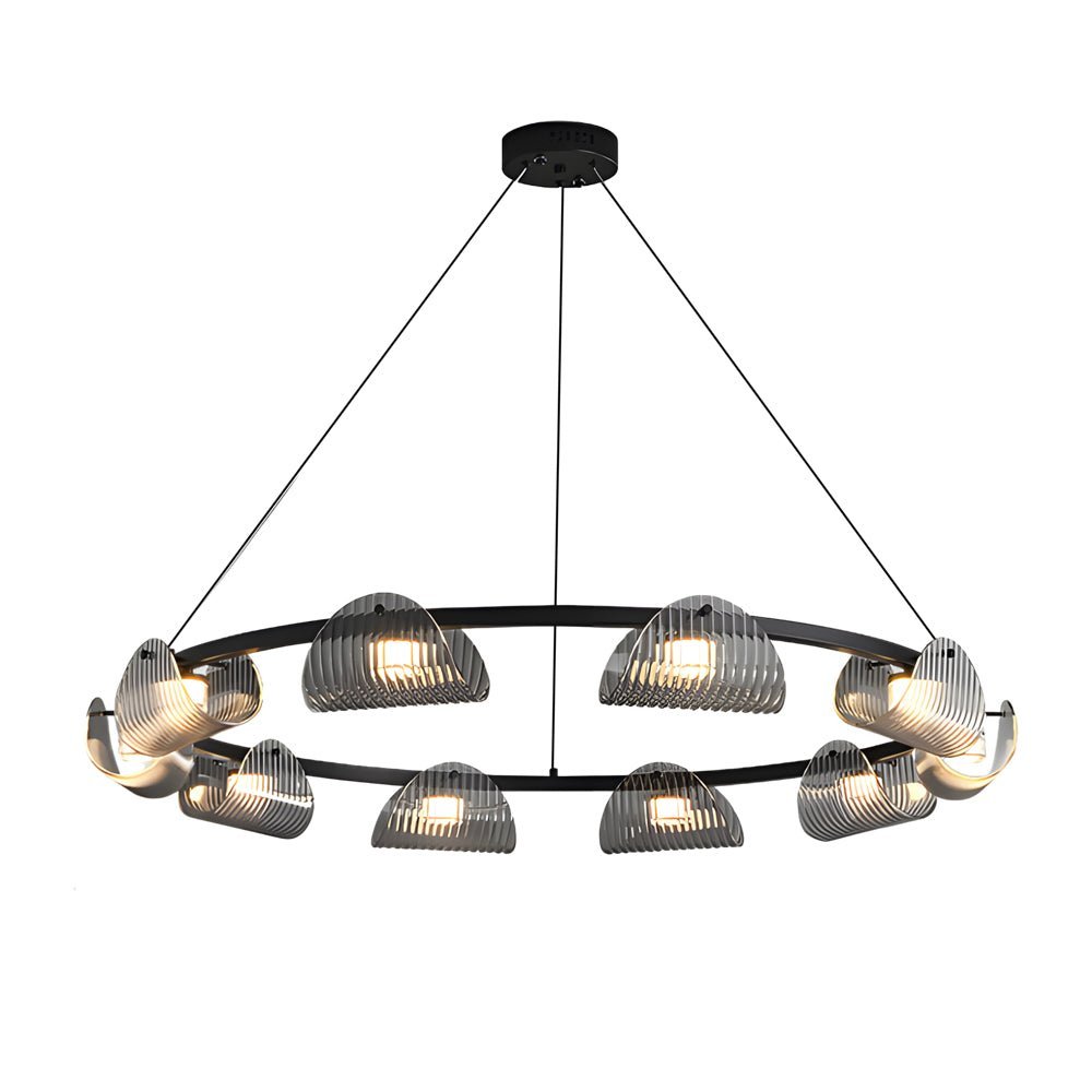 Modern Striped Glass LED Chandelier – Dimmable Nordic Style