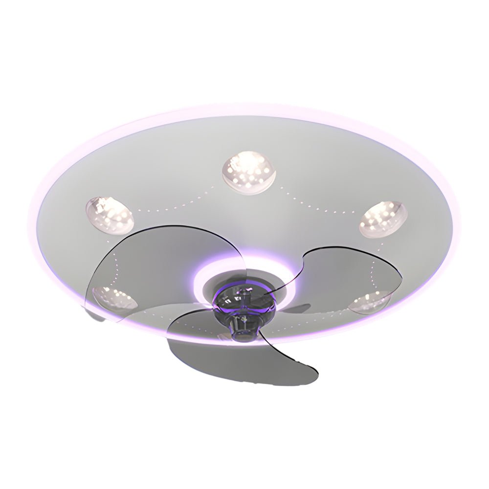 Modern Flush Mount Ceiling Fan Light with LED Dimming