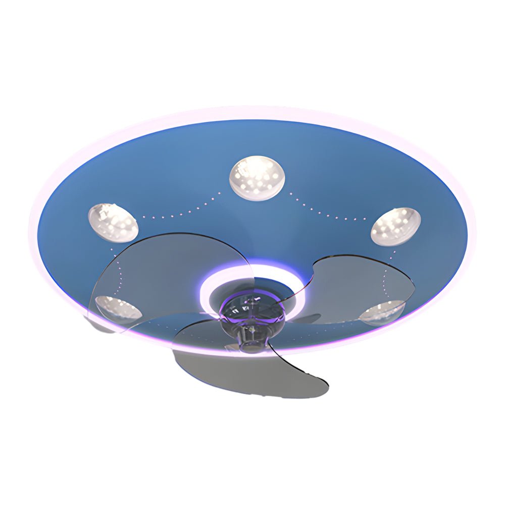 Modern Flush Mount Ceiling Fan Light with LED Dimming