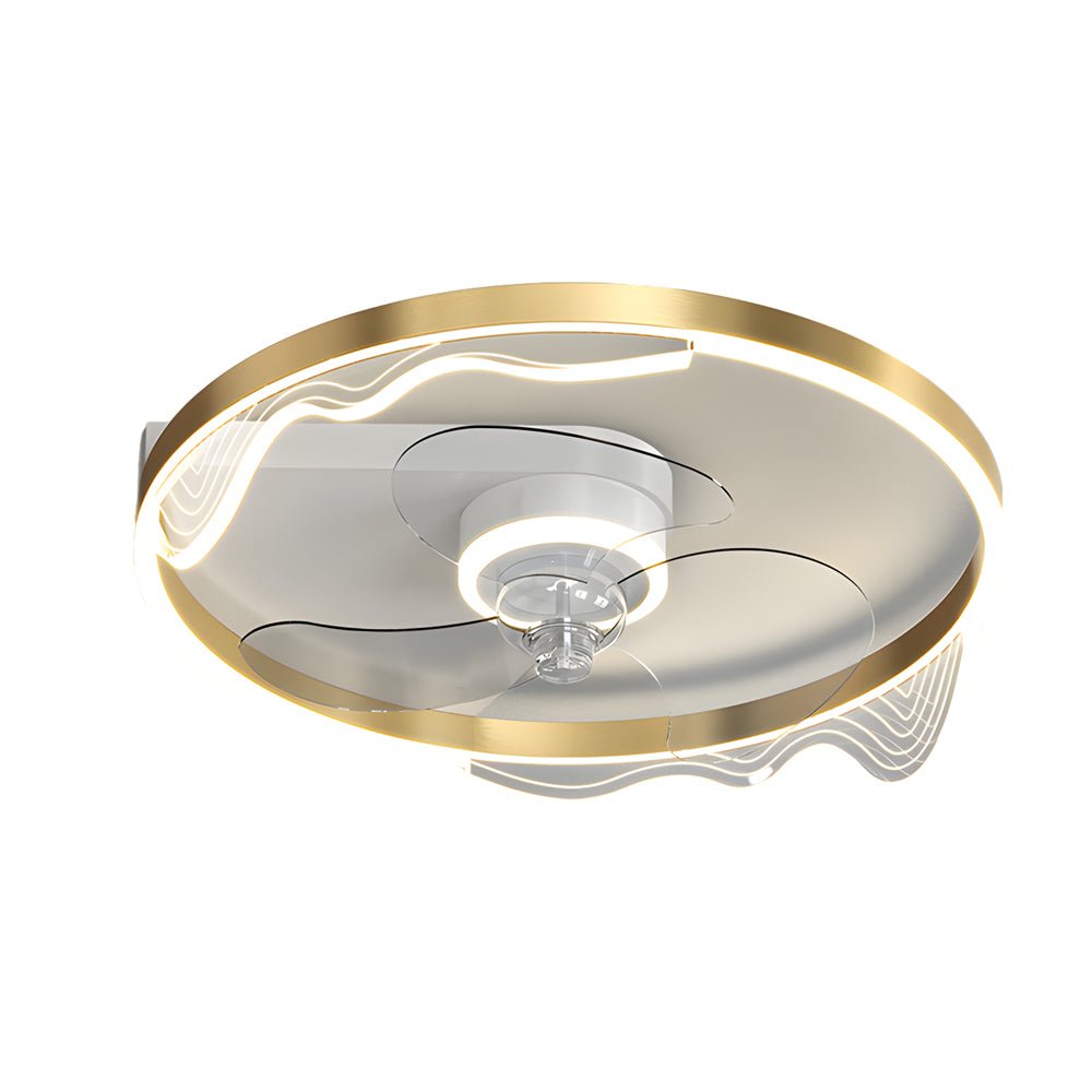 Modern Wave Flush Mount Ceiling Fan Light with LED
