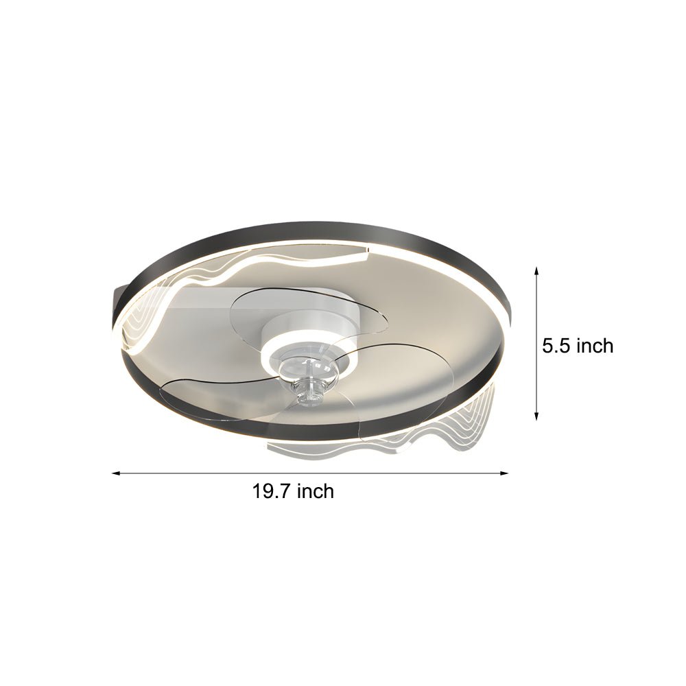 Modern Wave Flush Mount Ceiling Fan Light with LED