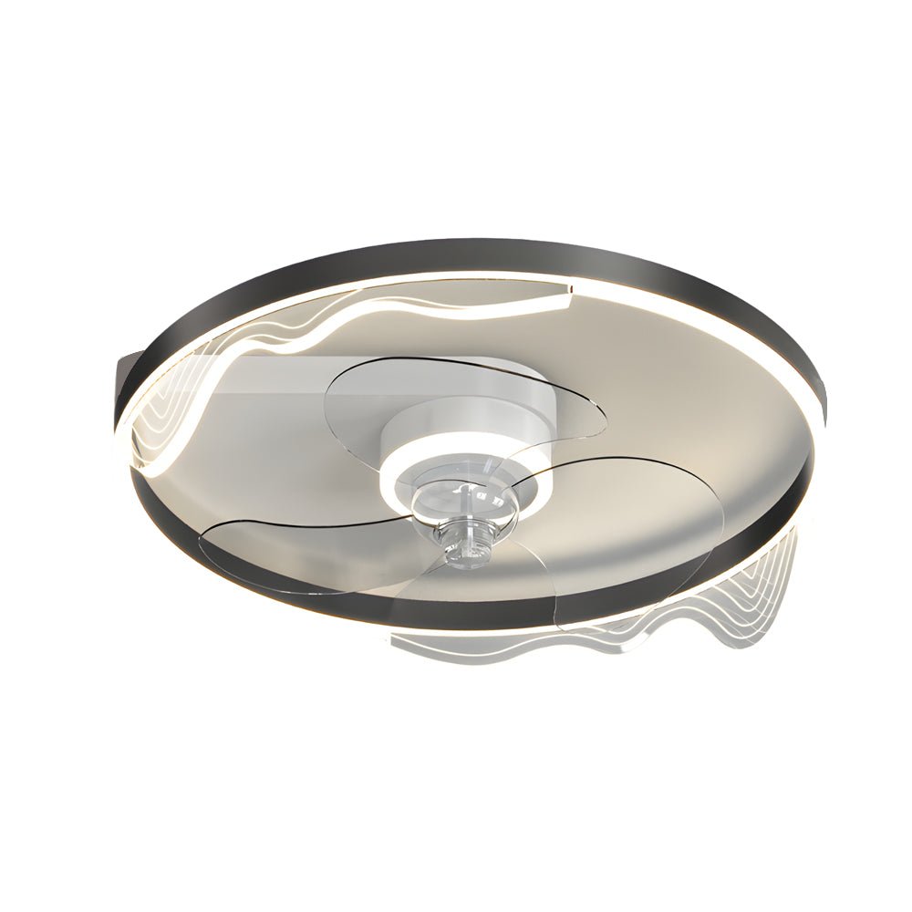 Modern Wave Flush Mount Ceiling Fan Light with LED