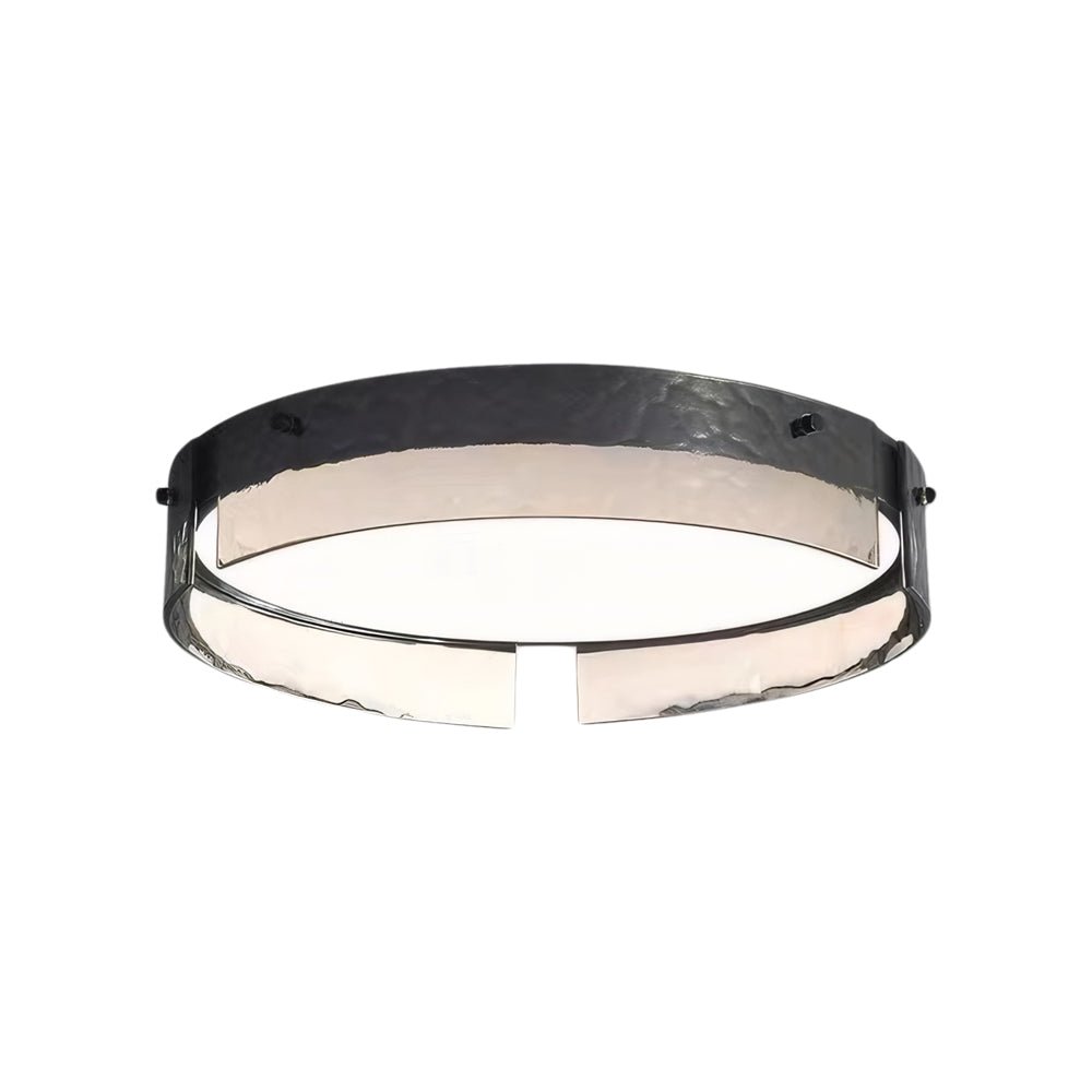 Black Hammered Glass LED Flush Mount Ceiling Light