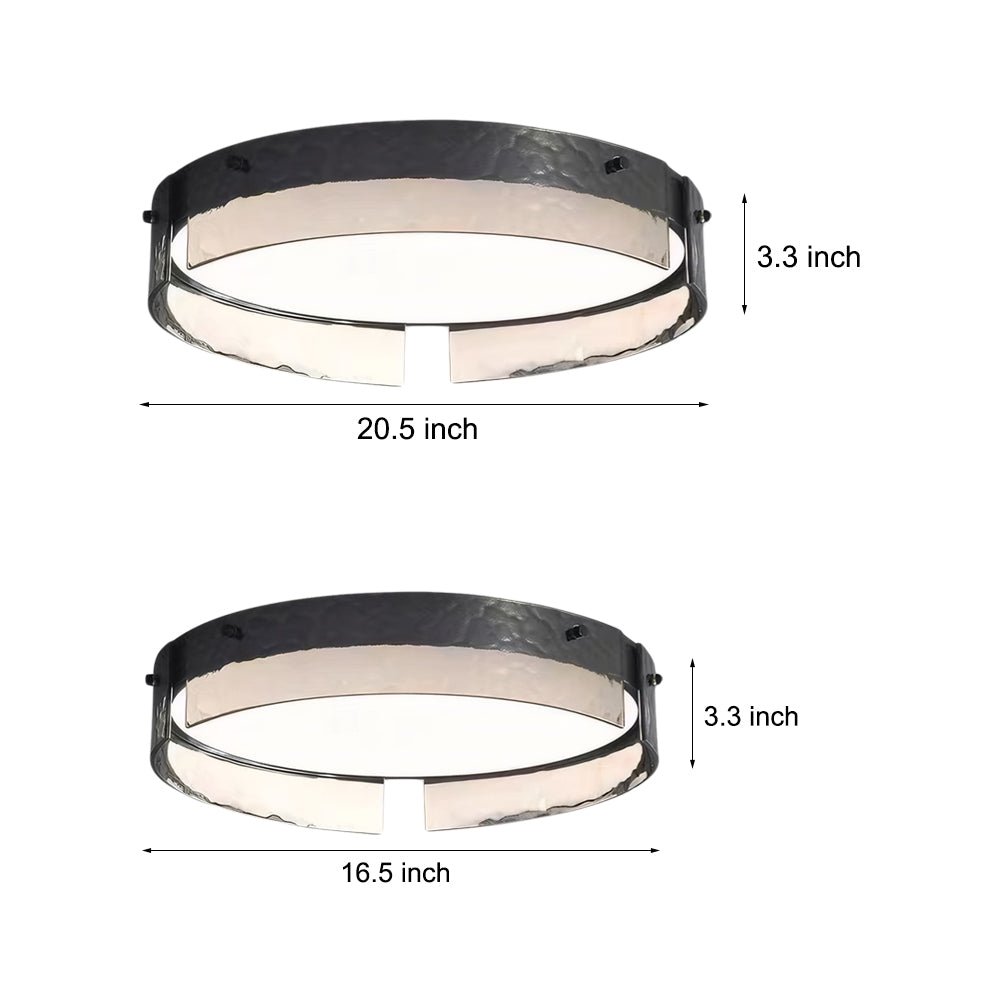 Black Hammered Glass LED Flush Mount Ceiling Light