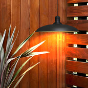 Industrial Black Metal Outdoor Pendant Light - Saucer Design