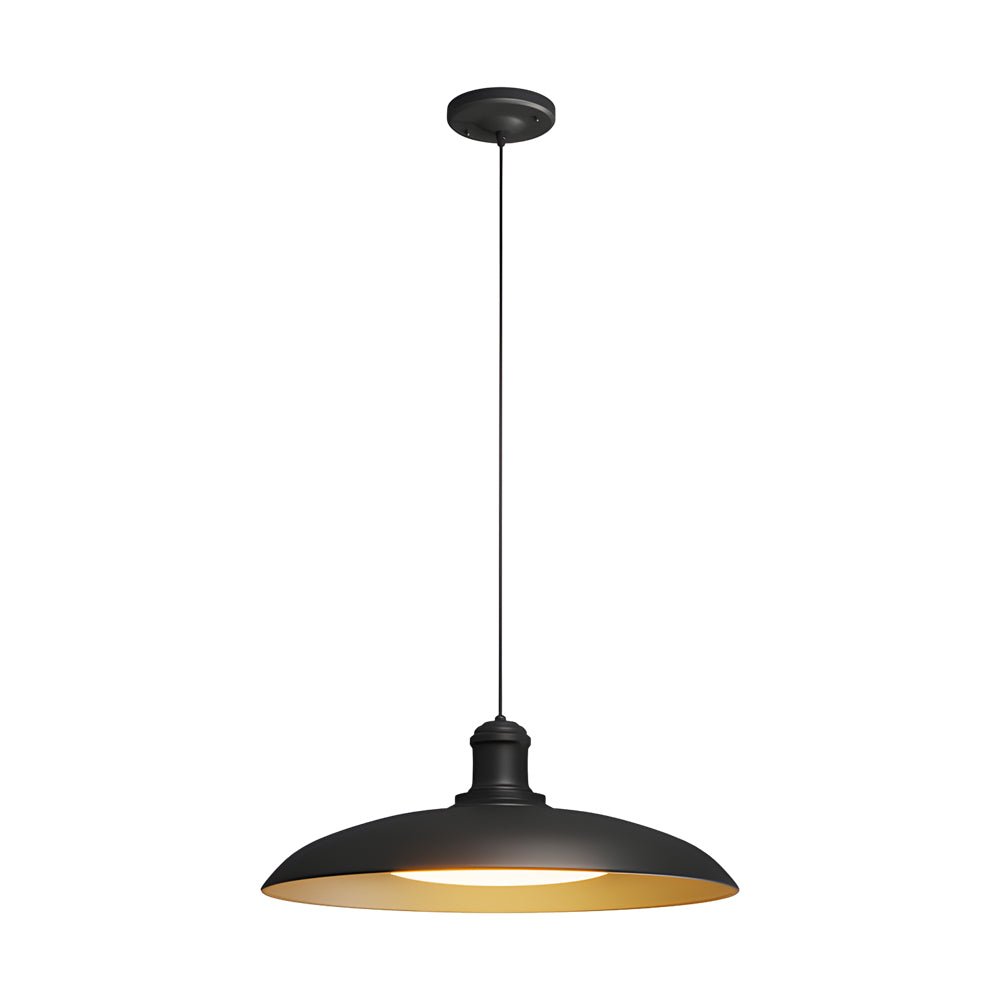 Industrial Black Metal Outdoor Pendant Light - Saucer Design