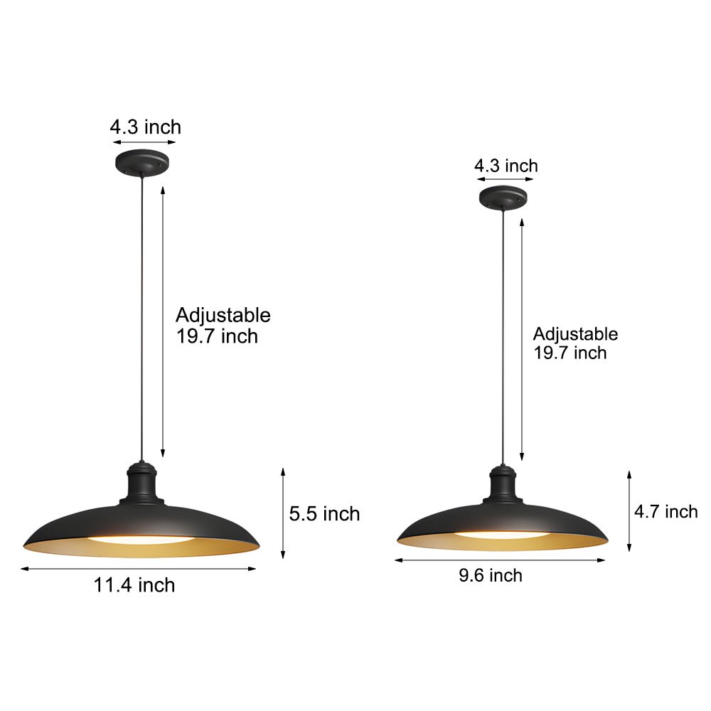 Industrial Black Metal Outdoor Pendant Light - Saucer Design