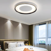 Modern Round Black LED Flush Mount Ceiling Light with Acrylic Shade