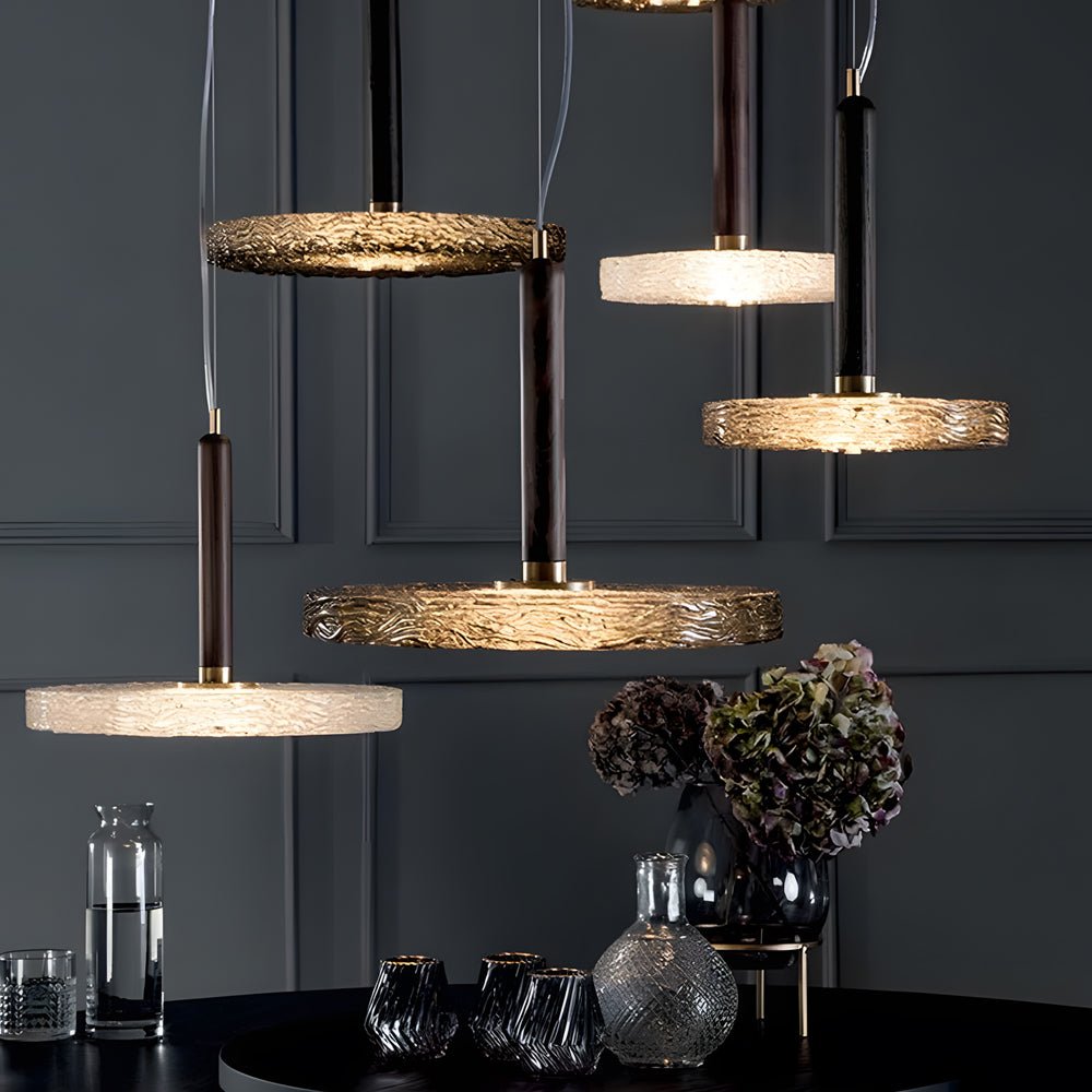 Modern Round Glass Pendant Light – Amber & Smoke Gray