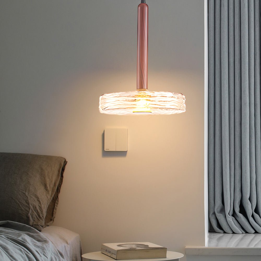 Modern Round Glass Pendant Light – Amber & Smoke Gray