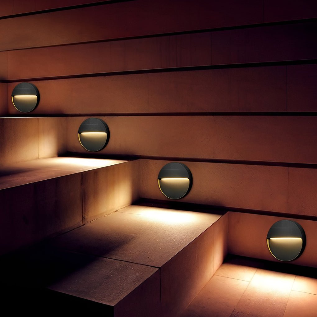 Round Aluminum Outdoor Step Light - Waterproof LED Stair Wall Sconce