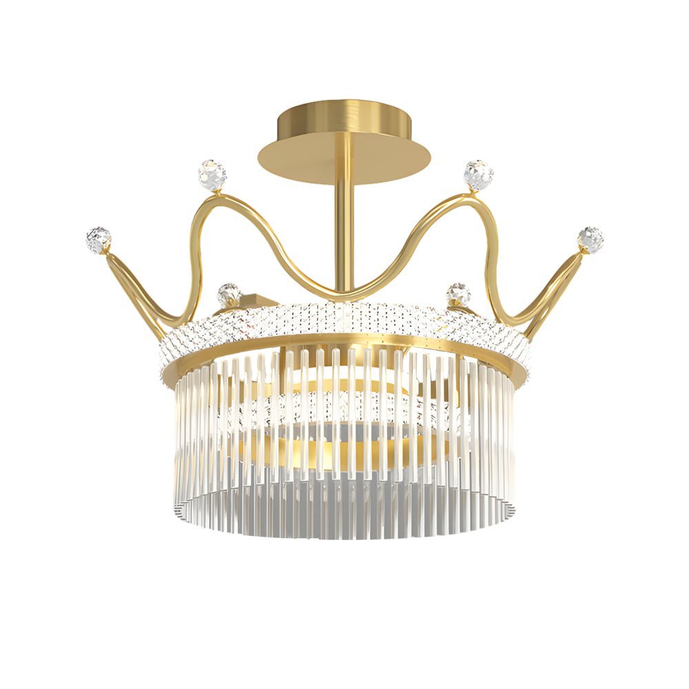 Crystal Crown Chandelier with Three-Step Dimming