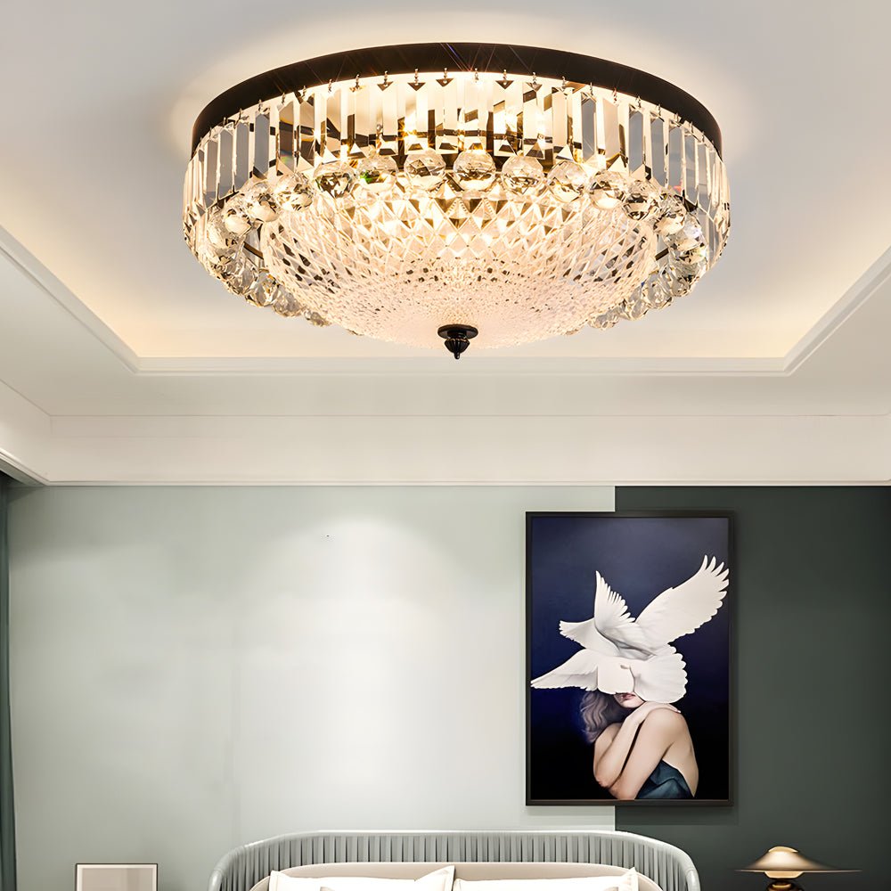 Crystal Flush Mount Ceiling Light with 3-Step Dimming LED