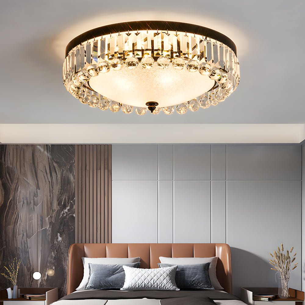 Crystal Flush Mount Ceiling Light with 3-Step Dimming LED