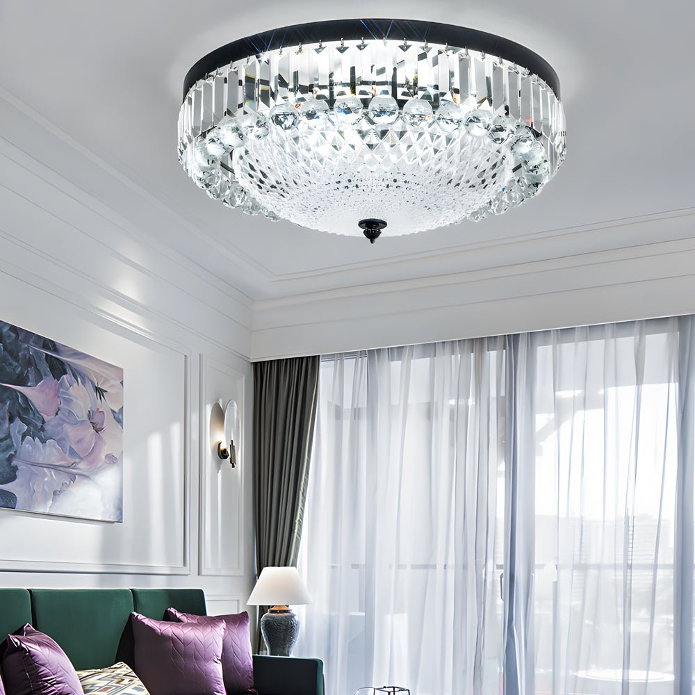 Crystal Flush Mount Ceiling Light with 3-Step Dimming LED