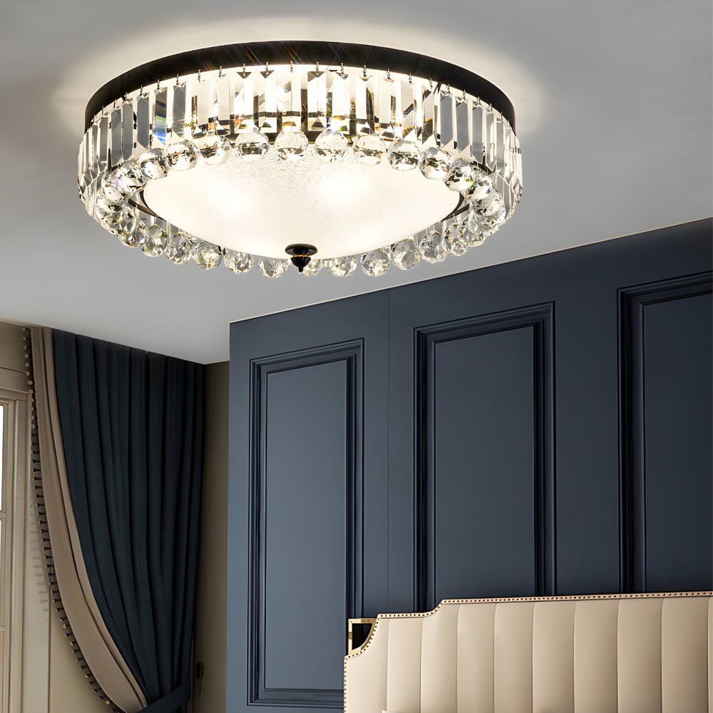 Crystal Flush Mount Ceiling Light with 3-Step Dimming LED