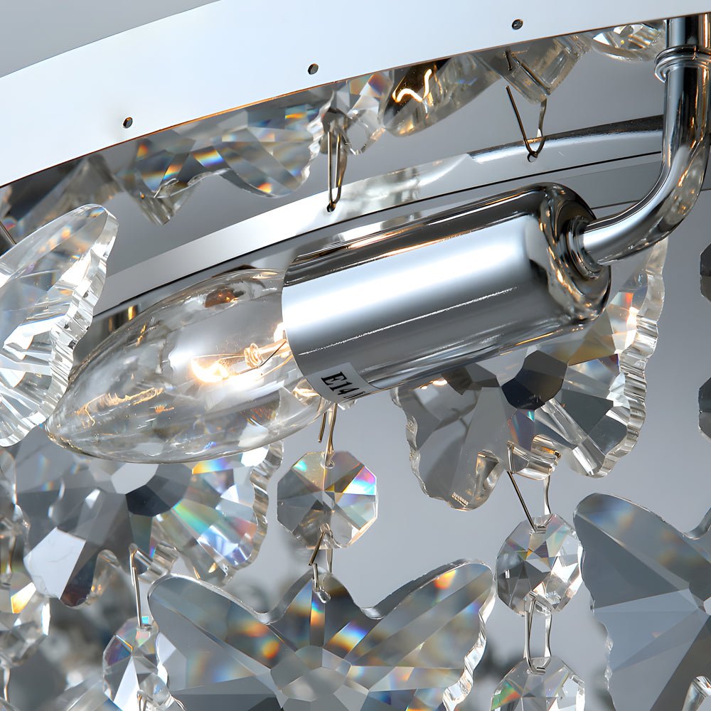 Crystal Flush Mount Ceiling Light with Tassel Detail – 3-Step Dimming