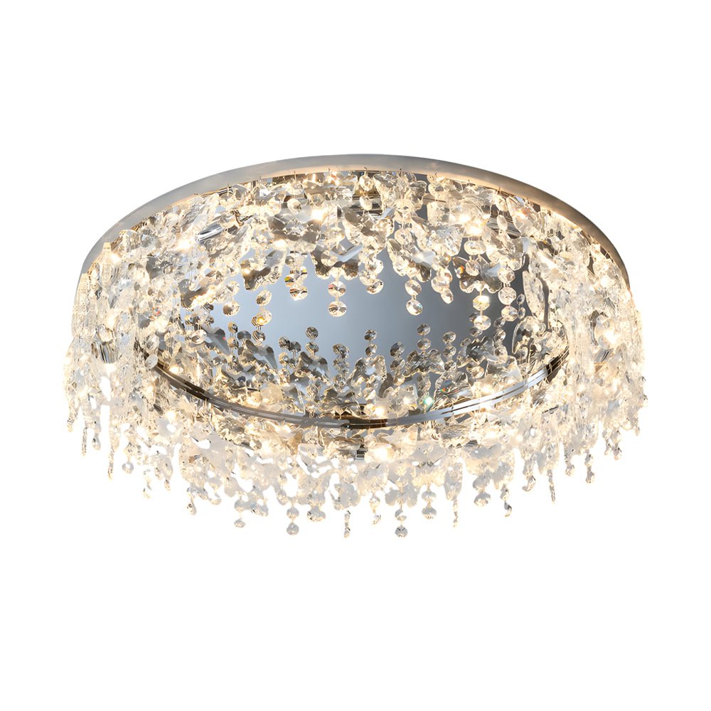 Crystal Flush Mount Ceiling Light with Tassel Detail – 3-Step Dimming
