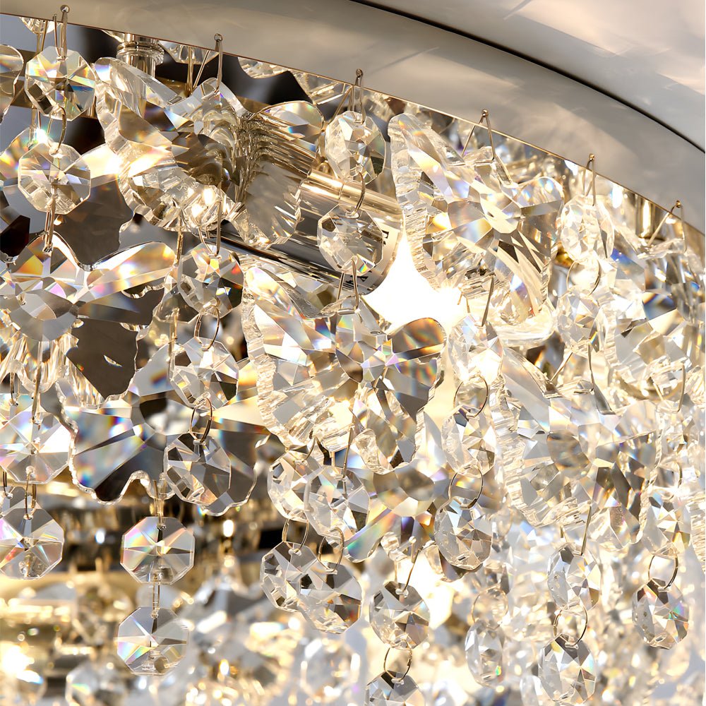 Crystal Flush Mount Ceiling Light with Tassel Detail – 3-Step Dimming