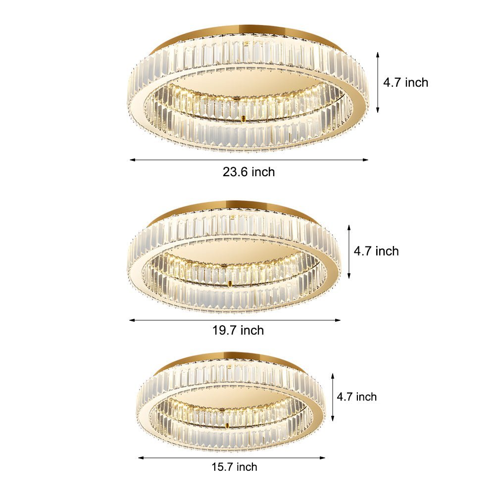 Crystal Flush Mount LED Ceiling Light with Stepless Dimming