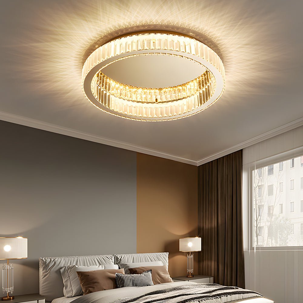 Crystal Flush Mount LED Ceiling Light with Stepless Dimming