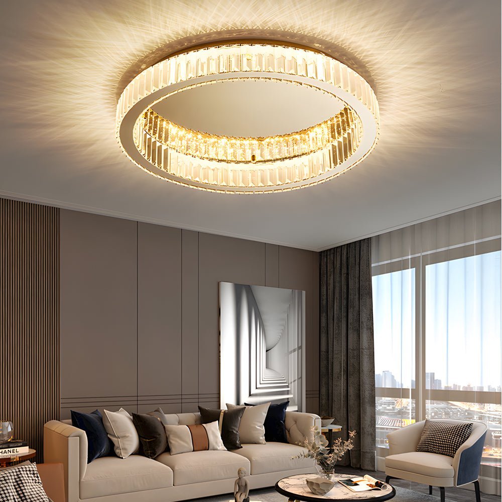 Crystal Flush Mount LED Ceiling Light with Stepless Dimming