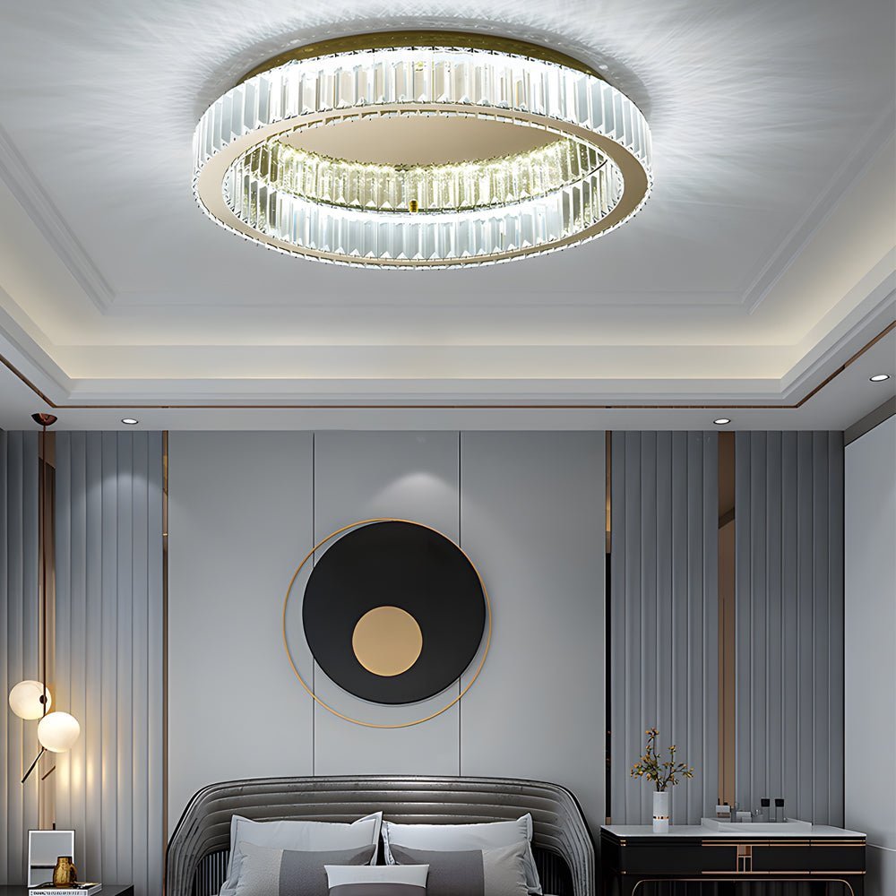 Crystal Flush Mount LED Ceiling Light with Stepless Dimming